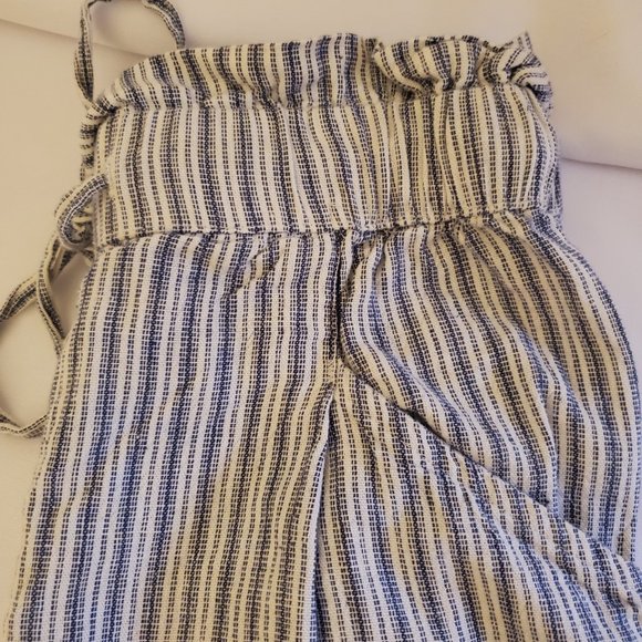 AE Outfitters Paperbag High Waisted Linen Blend Striped Tapered Pants Size XS - Picture 2 of 16